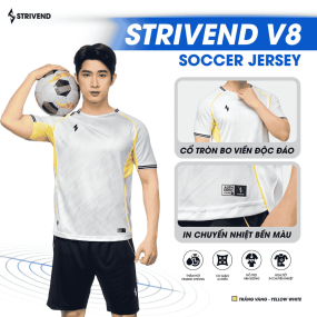 Bộ Quần Áo Bóng Đá Strivend V8 Trắng Vàng