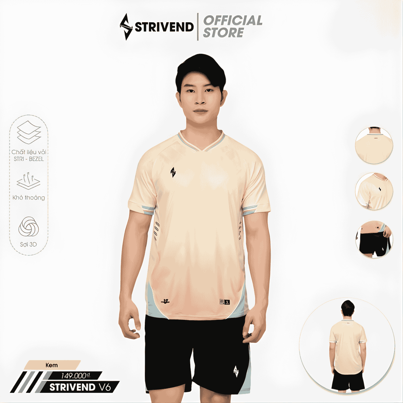 Bộ Quần Áo Bóng Đá Strivend V6 Kem