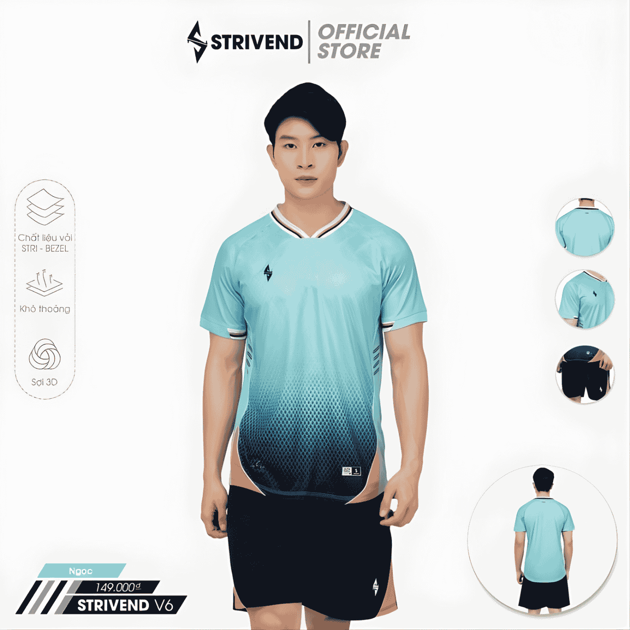 Bộ Quần Áo Bóng Đá Strivend V6 Xanh Ngọc