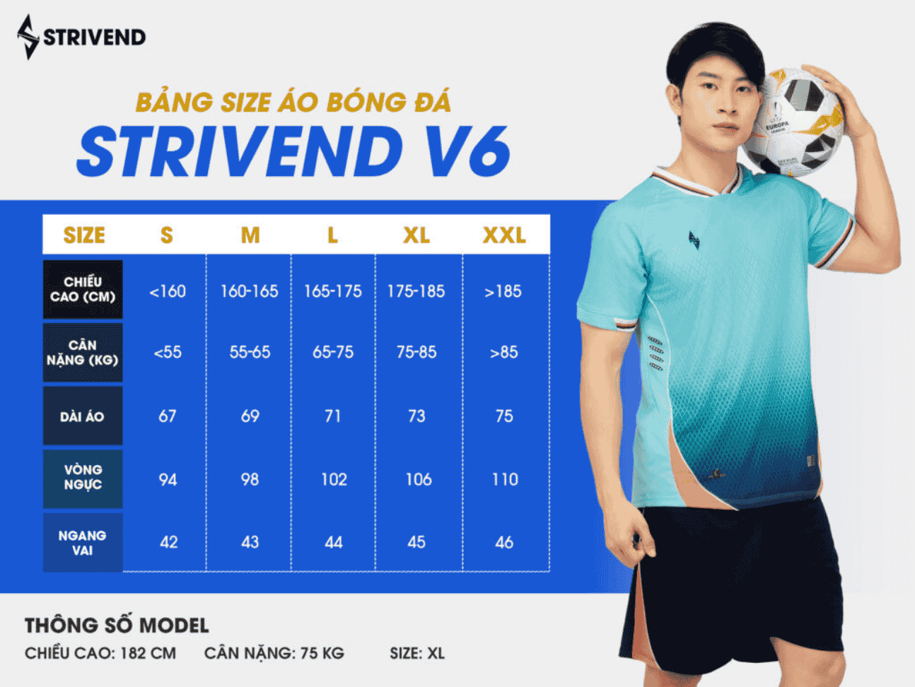 Bộ Quần Áo Bóng Đá Strivend V6 Xanh Ngọc