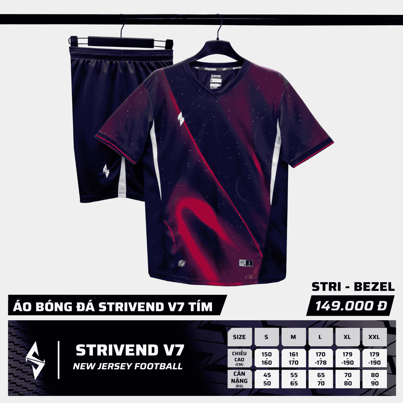 Bộ Quần Áo Bóng Đá Strivend V7 Galaxy Tím