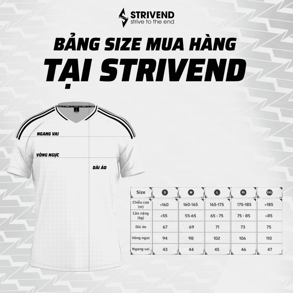  Kích cỡ áo phù hợp theo chiều cao và cân nặng