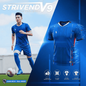 Bộ Quần Áo Bóng Đá Strivend V9 Xanh Bích