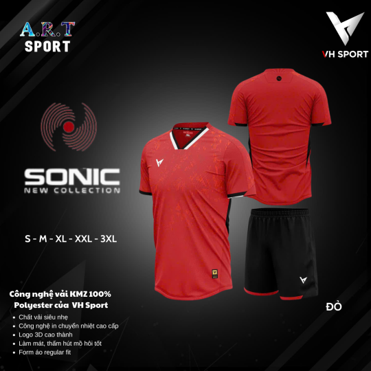 Bộ Quần Áo Đá Banh VH Sonic Chất Vải Mè Cao Cấp Thoải Mái Vận Động