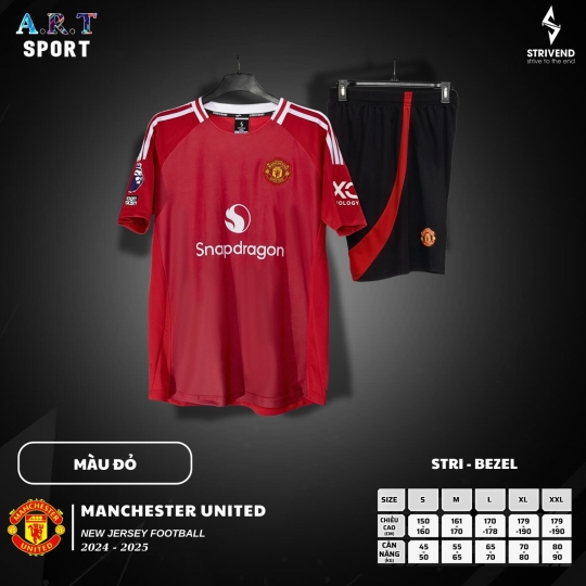 Quần Áo Đá Banh Nam/ Nữ STRIVEND MANCHESTER UNITED - Chất Vải Xịn Thoáng Mát, Co Giãn Thấm Hút