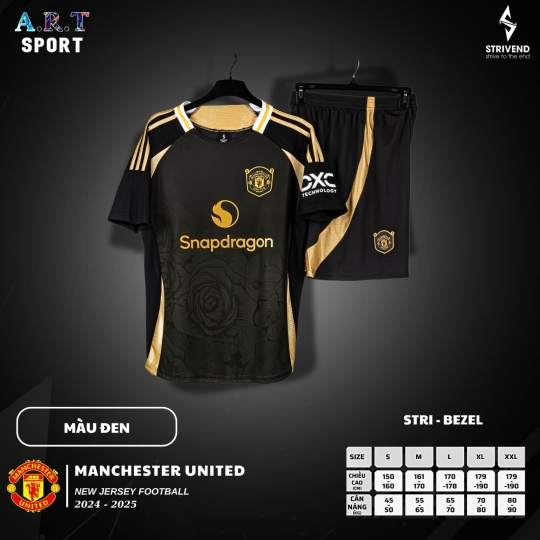 Quần Áo Đá Banh Nam/ Nữ STRIVEND MANCHESTER UNITED - Chất Vải Xịn Thoáng Mát, Co Giãn Thấm Hút