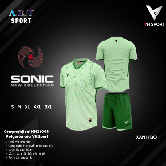 Bộ Quần Áo Đá Banh VH Sonic Chất Vải Mè Cao Cấp Thoải Mái Vận Động
