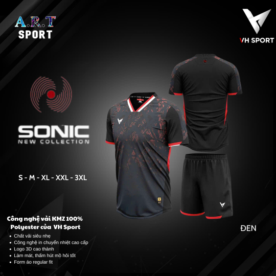 Bộ Quần Áo Đá Banh VH Sonic Chất Vải Mè Cao Cấp Thoải Mái Vận Động