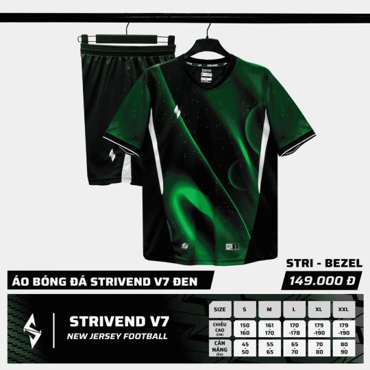 Bộ Quần Áo Bóng Đá Strivend V7 Galaxy Đen