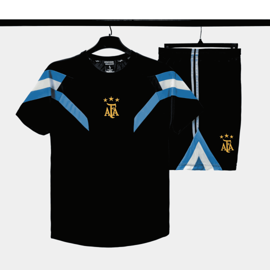 Bộ Quần Áo Bóng Đá Argentina Đen Retro SS26